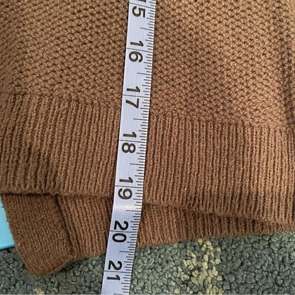 Madewell Sweater XS Olive Green Gray Split Back Waffle Knit Crewneck Pullover - Picture 8 of 9